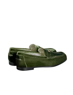 Elvire green leather loafer