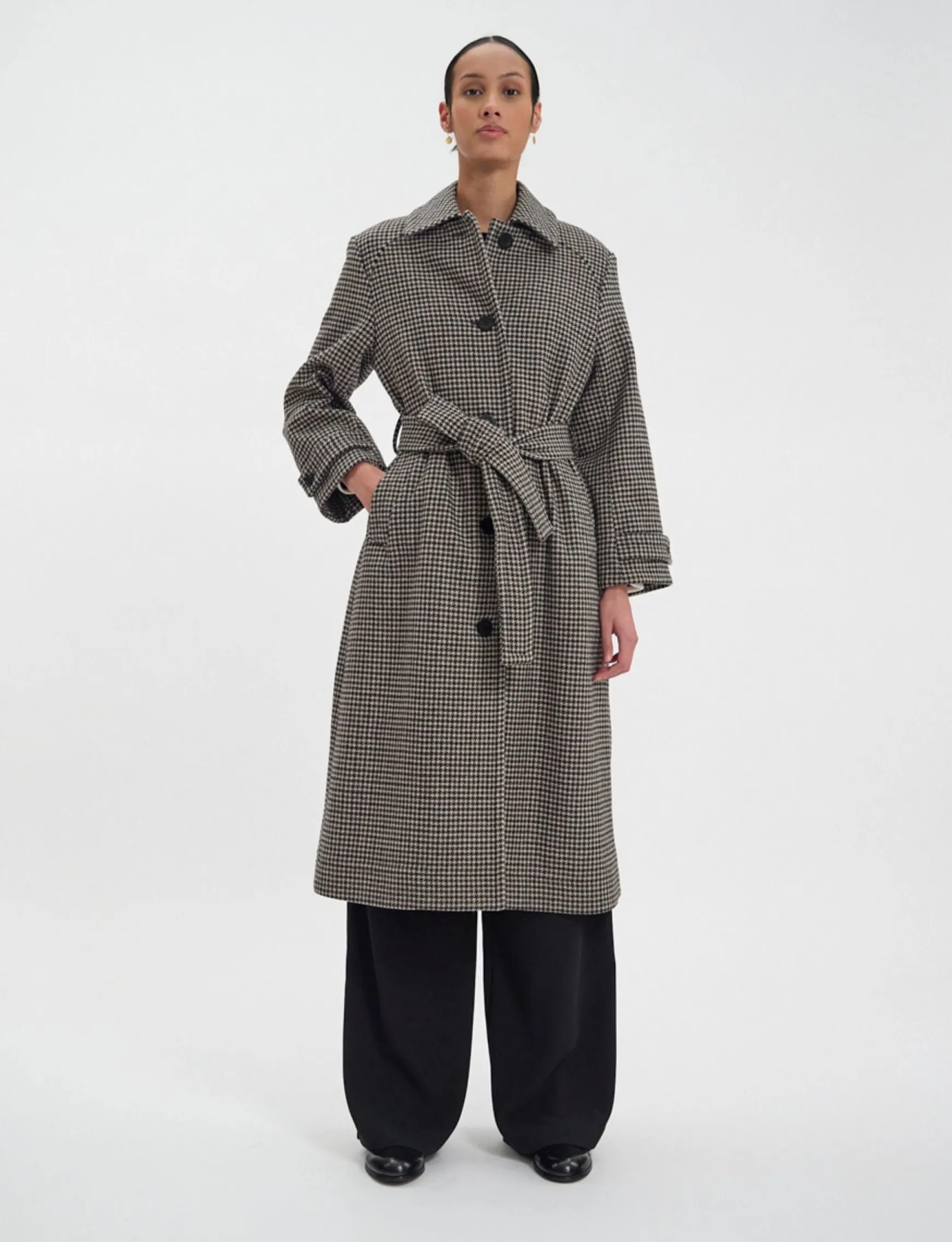 Esmé coat in houndstooth wool-blend
