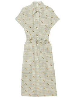 Ethel straight dress, green print