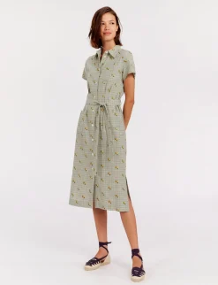Ethel straight dress, green print