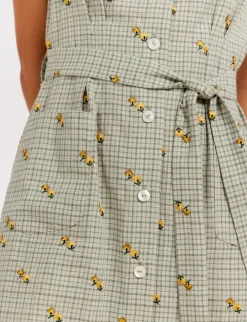 Ethel straight dress, green print