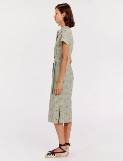 Ethel straight dress, green print