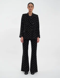 Ezio jacket in black smooth velvet with gold print