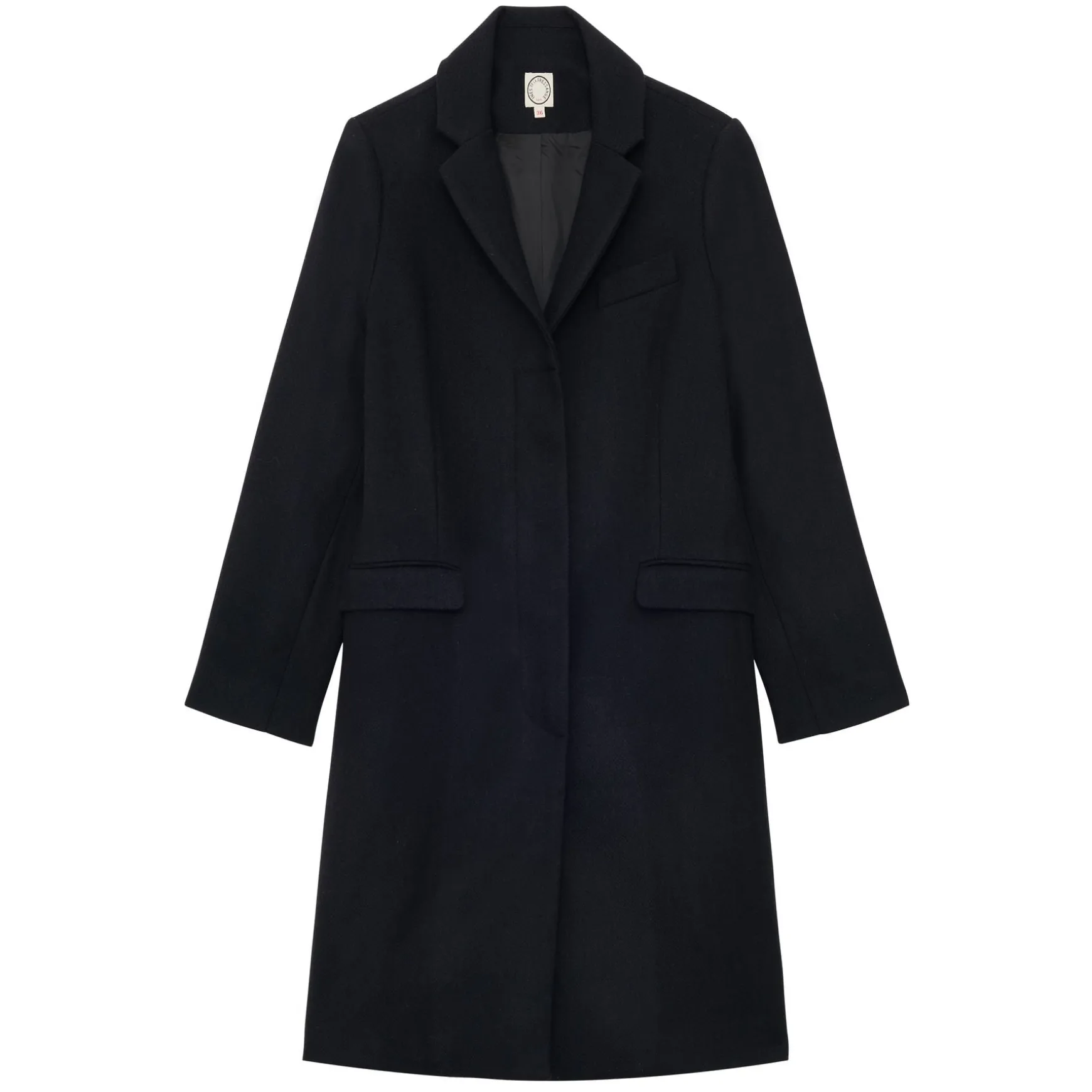 Franck navy and black herringbone wool coat