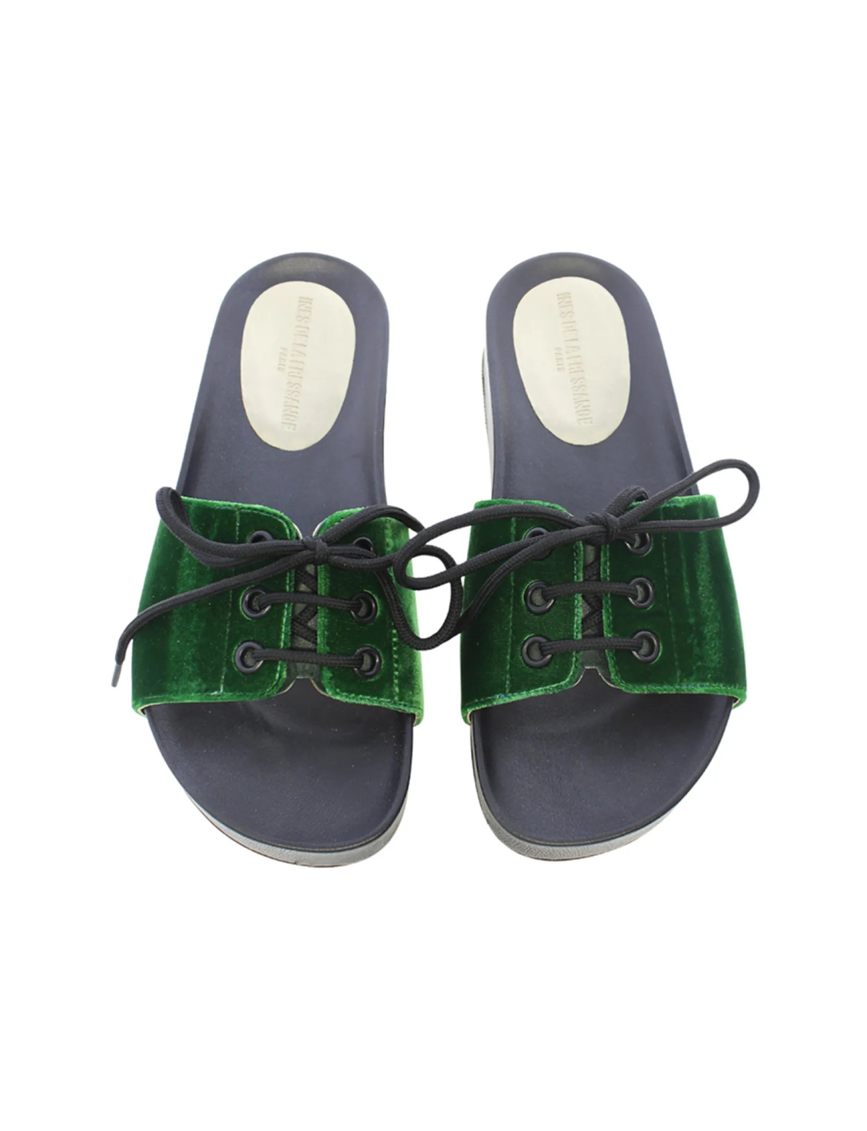 Green lace-up mule