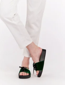 Green lace-up mule