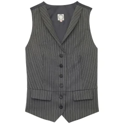 Grey Robinson waistcoat with white stripes