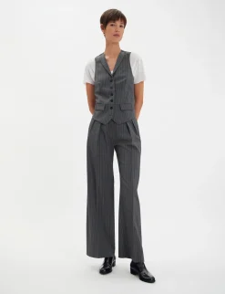 Grey Robinson waistcoat with white stripes