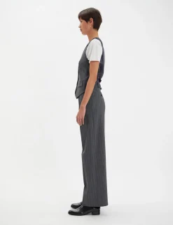 Grey Robinson waistcoat with white stripes