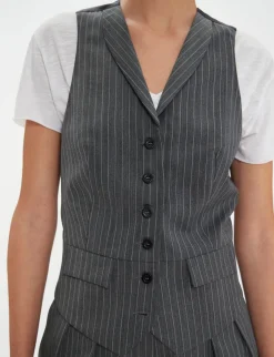 Grey Robinson waistcoat with white stripes