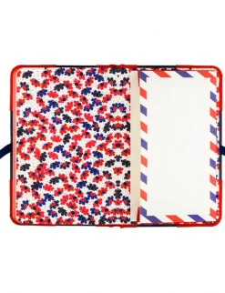 Ines medium notebook navy blue and red