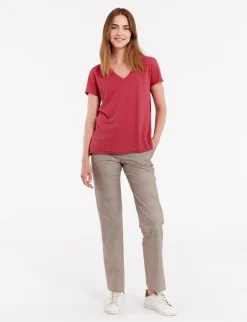 Katalina V-neck T-shirt Raspberry