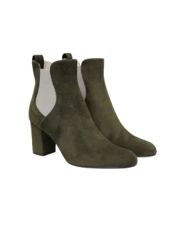 Khaki suede ankle boot