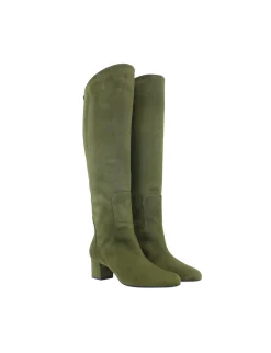 Khaki suede heel boot