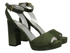 Laura platform sandal in khaki suede