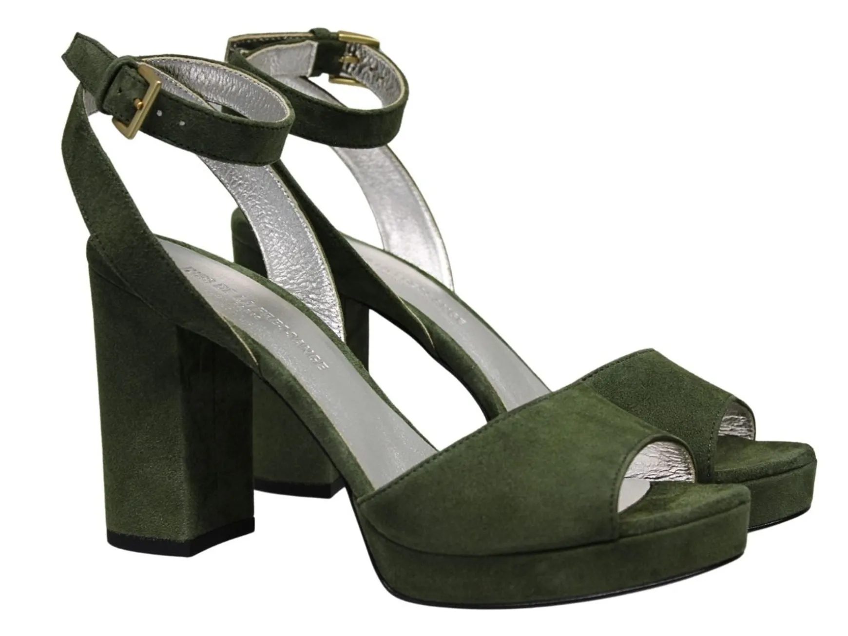 Laura platform sandal in khaki suede