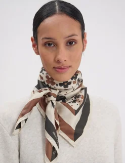 Lewis silk scarf, floral design in a variation of browns