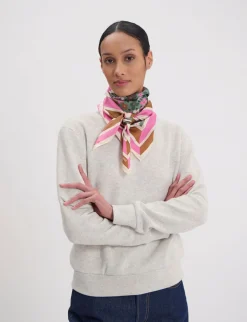 Lewis silk scarf, green and pink floral design