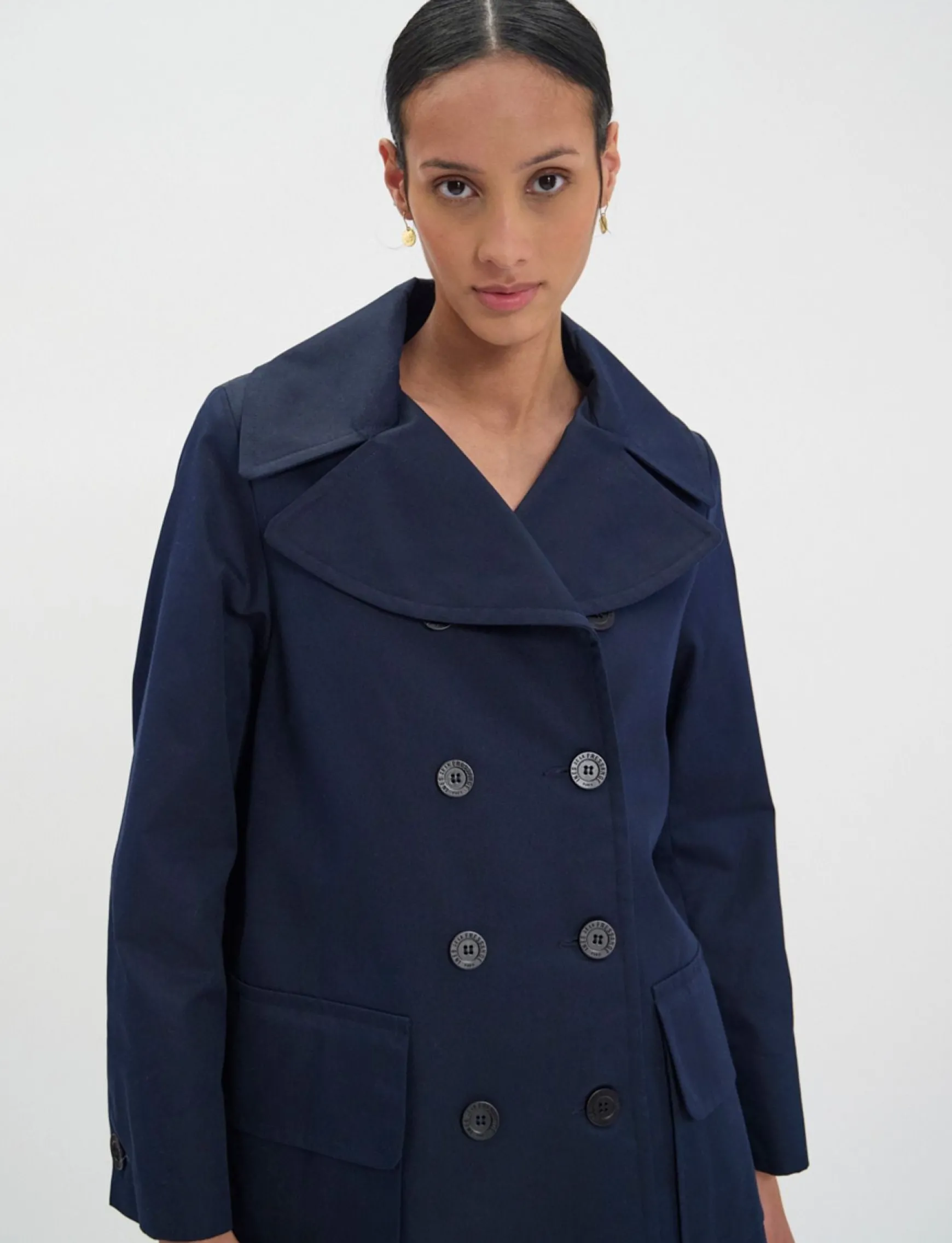 Lightweight navy blue Seraphine coat