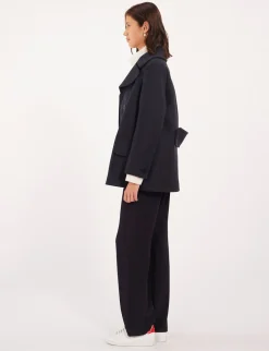 Lightweight navy blue Séraphine coat, made in France