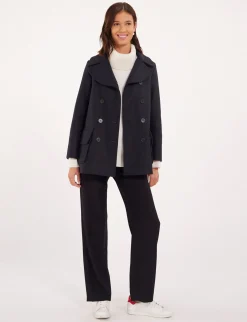 Lightweight navy blue Séraphine coat, made in France
