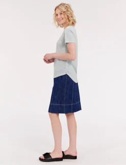 Lison T-shirt in turquoise linen