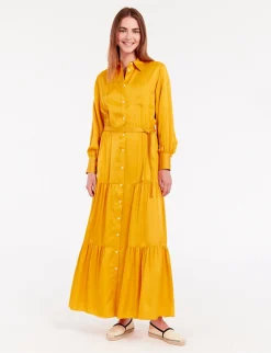 Léna long dress with buttercup flounce