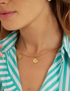 Lutece necklace, 4 gold-plated motifs