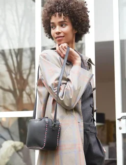 Marcia bag in black leather with tricolour trim