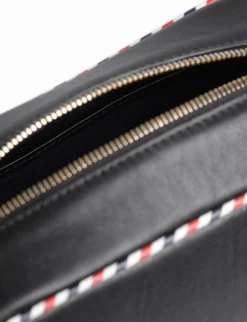Marcia bag in black leather with tricolour trim