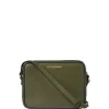 Marcia bag in khaki leather with navy trim