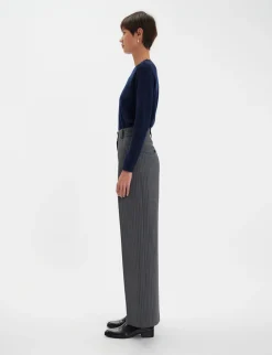 Marlène grey trousers with white stripes
