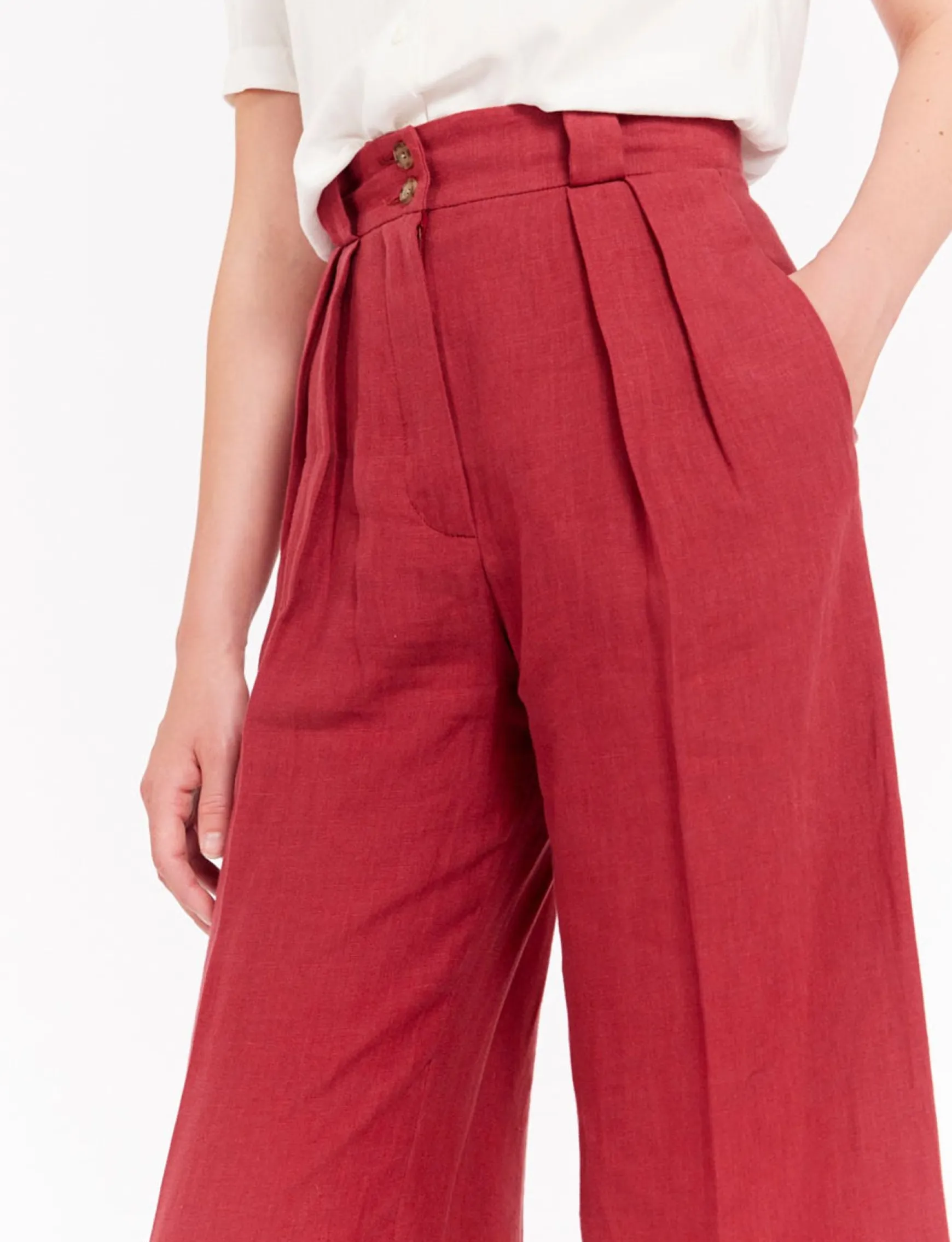Marlène trousers in raspberry linen