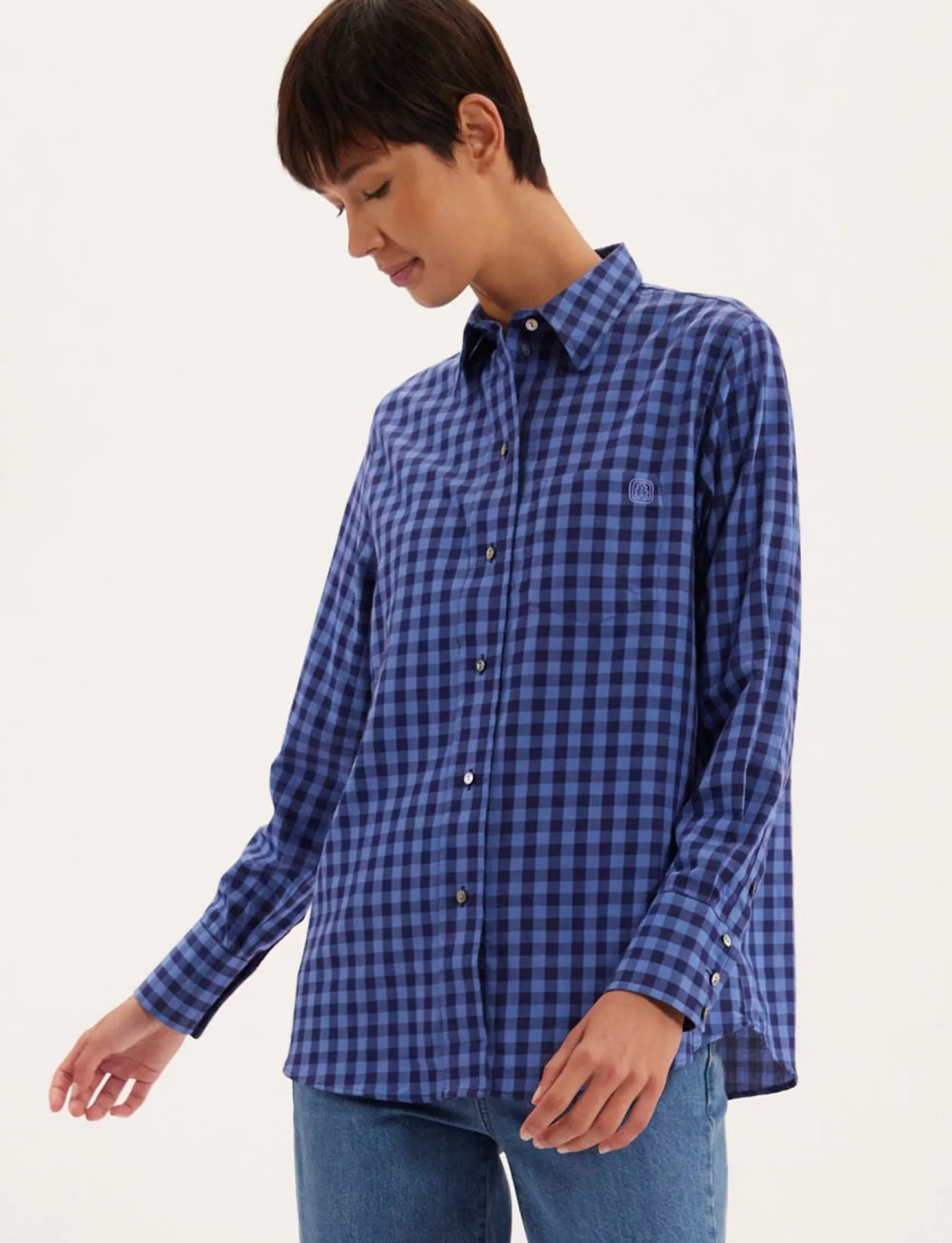 Maureen blue check shirt
