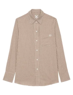 Maureen brown and ecru shirt, contrasting lapels