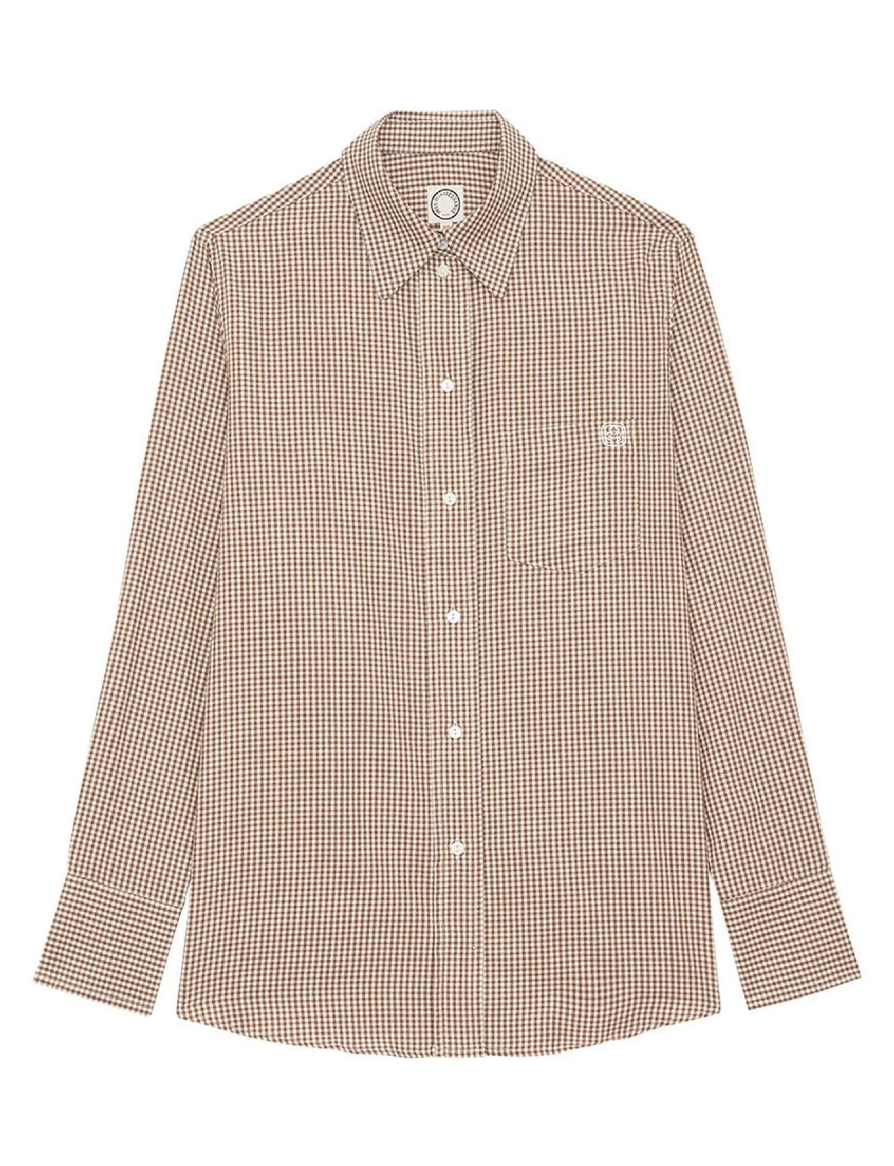 Maureen brown and ecru shirt, contrasting lapels