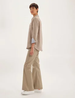 Maureen brown and ecru shirt, contrasting lapels