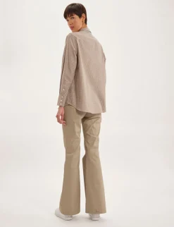 Maureen brown and ecru shirt, contrasting lapels