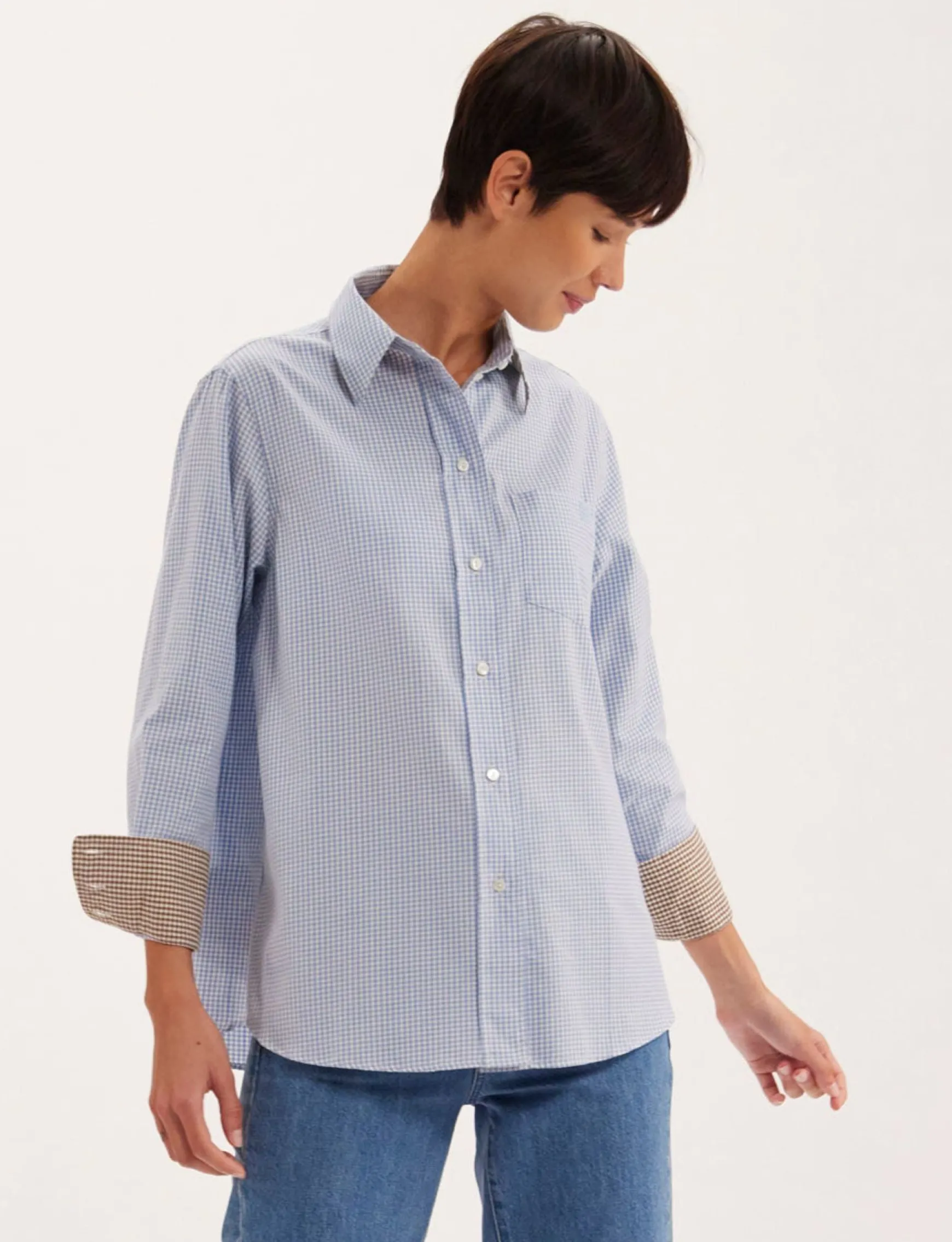 Maureen light blue gingham shirt