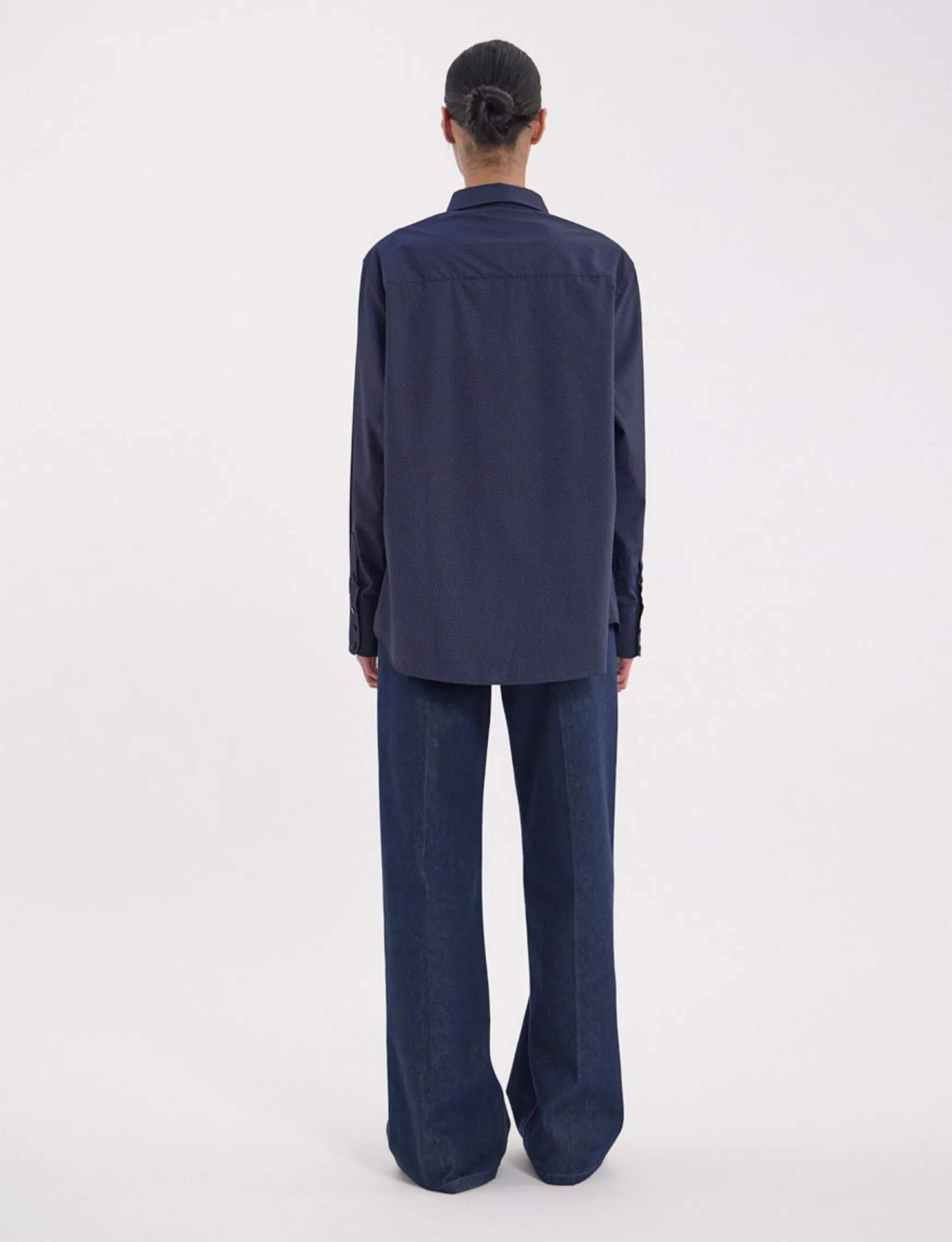 Maureen navy cotton patterned shirt