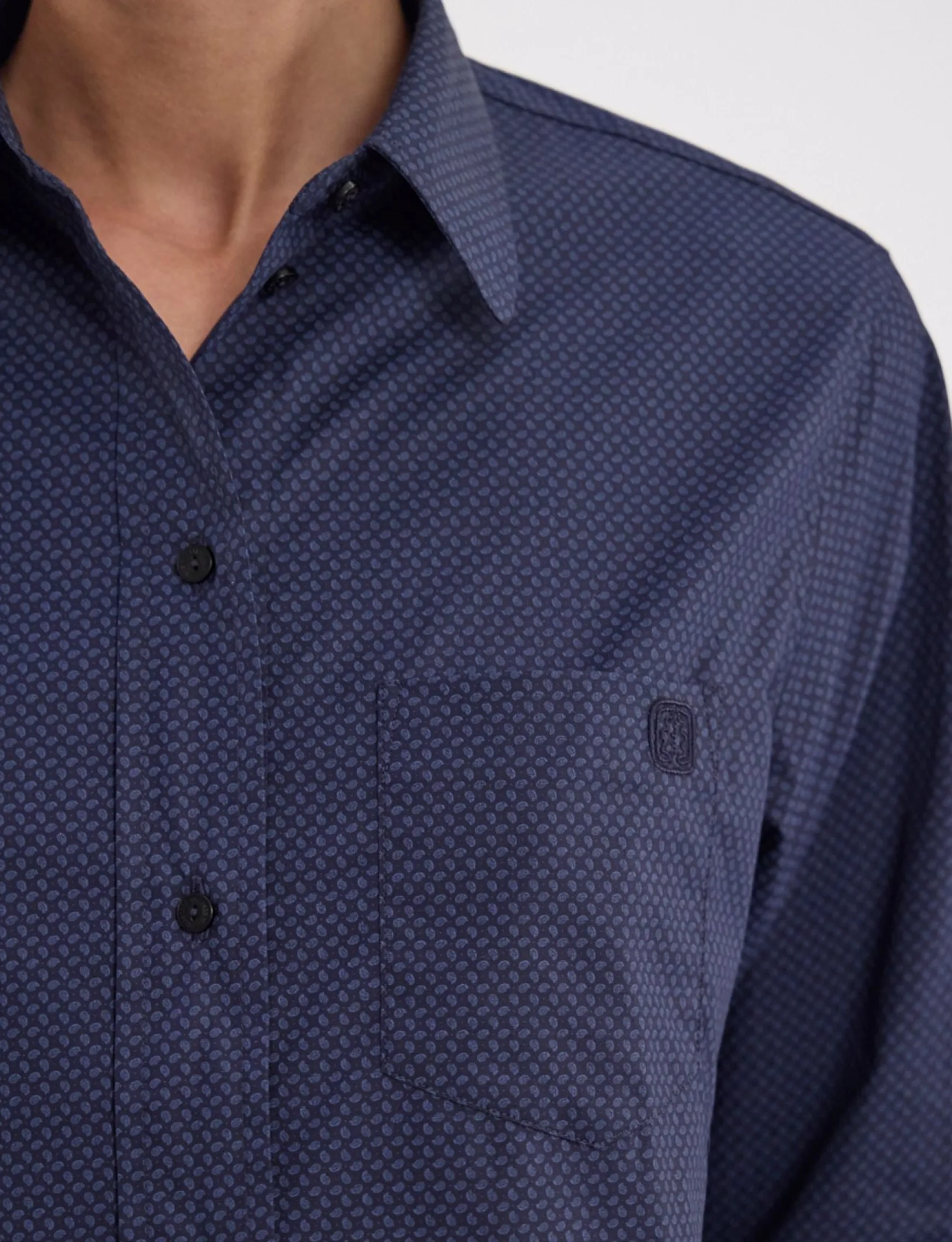 Maureen navy cotton patterned shirt