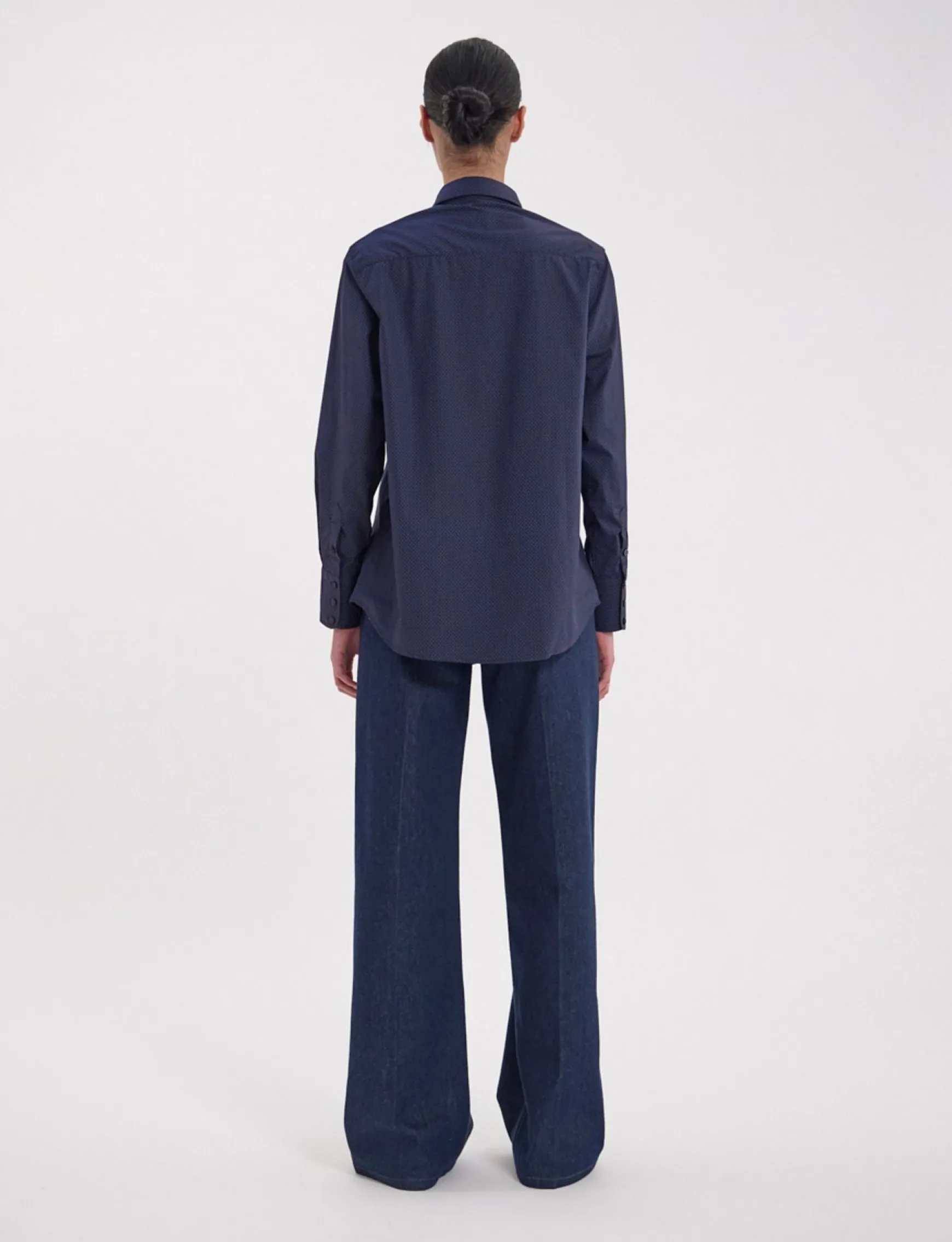 Maureen navy cotton patterned shirt