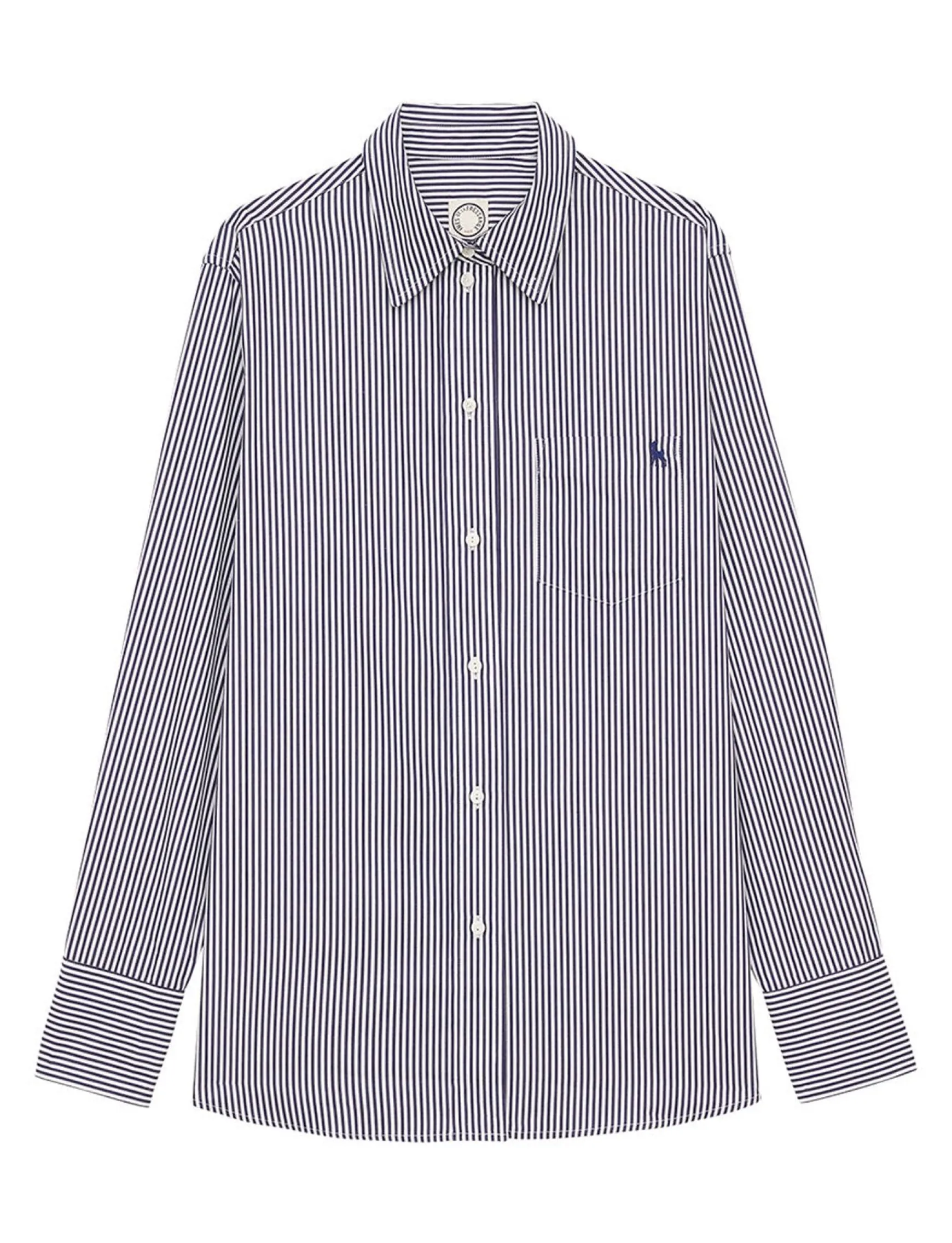 Maureen navy/white striped shirt
