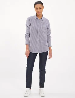 Maureen navy/white striped shirt