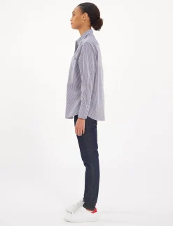 Maureen navy/white striped shirt