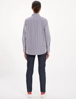 Maureen navy/white striped shirt