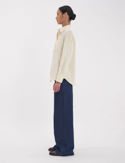 Maureen shirt in ecru fine milleraie velvet