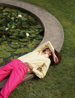 Maureen yellow striped shirt