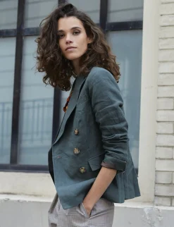 Maurice jacket in dark green linen