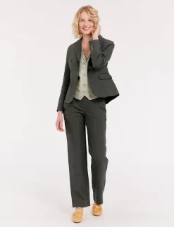 Nicoletta jacket in dark green linen